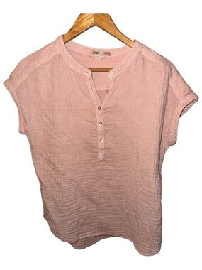 Pink Faherty Dream Cotton Gauze Desmond Top XS